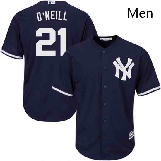 Mens Majestic New York Yankees 21 Paul ONeill Replica Navy Blue Alternate MLB Jersey